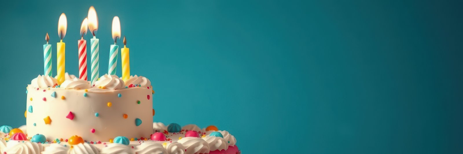 Colorful birthday cake with candles and decorations perfect for celebrations